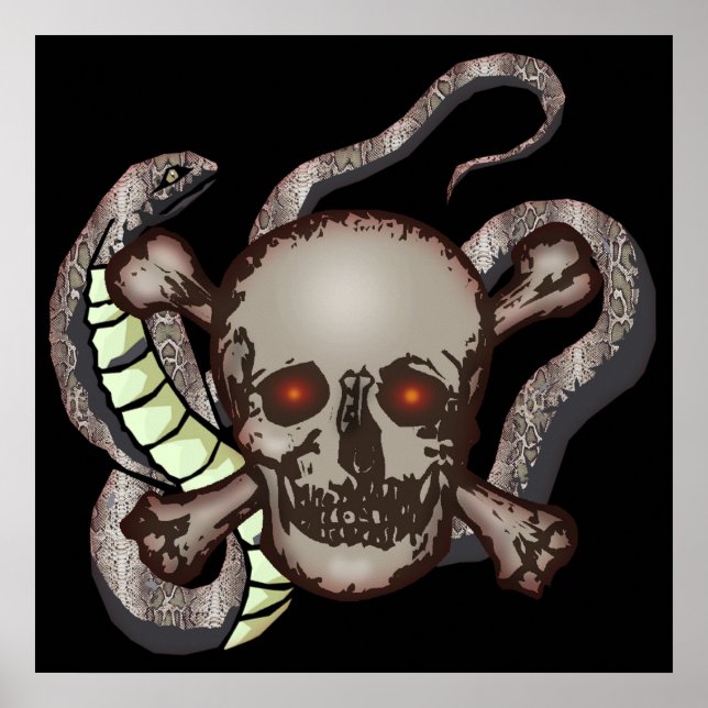 Schädel- und Schlangen-Poster Poster (Vorne)