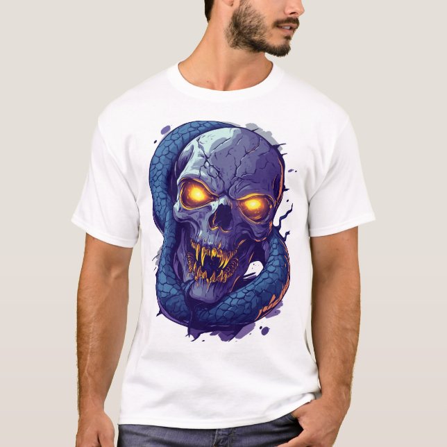 Schädel- und Schlangenduell T-Shirt (Vorderseite)