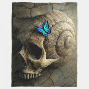 Schädel und Schmetterling Fleecedecke