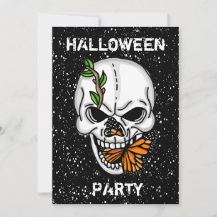 Schädel- und SchmetterlingHalloween-Party Einladung