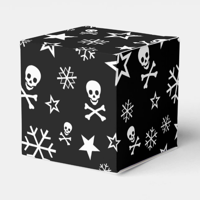 Schädel und Schneeflocken Geschenkschachtel (Rückseite)