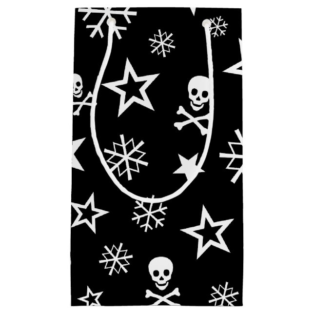 Schädel und Schneeflocken Kleine Geschenktüte (Vorderseite)