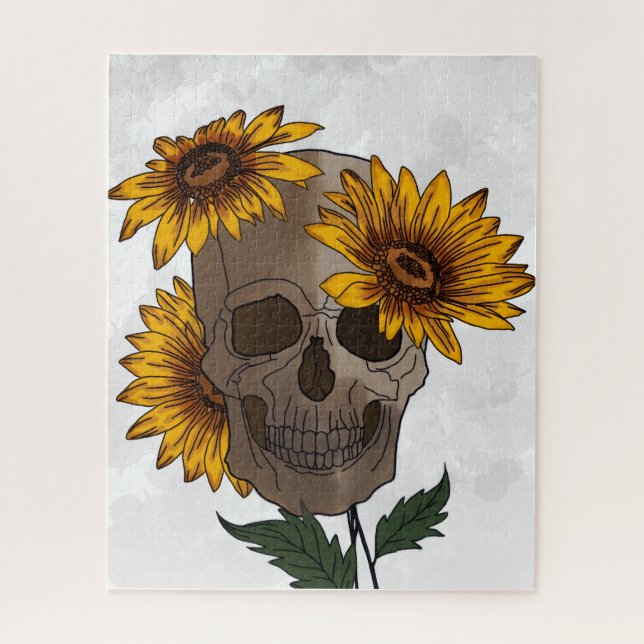 Schädel- und Sonnenblumen-Puzzle  (Vertikal)