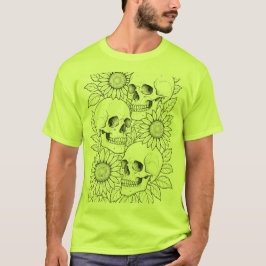 Schädel und Sonnenblumen T-Shirt