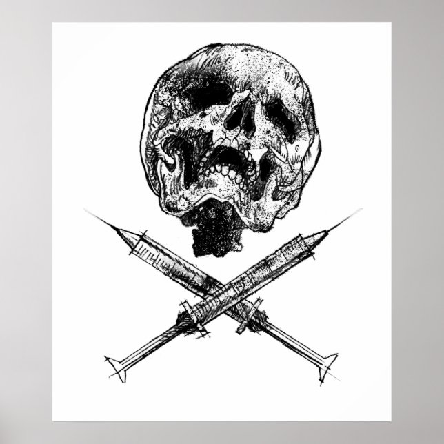 Schädel und Spritzen Poster (Vorne)