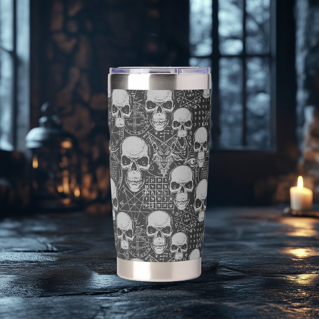 Schädel und Symbol gotisches Design Thermobecher (Von Creator hochgeladen)