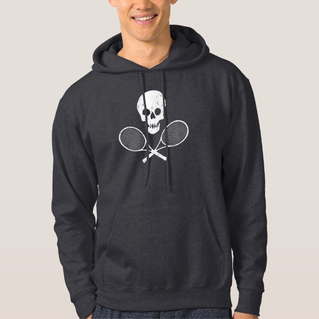 Schädel und Tennis-Schläger Hoodie (Vorderseite)