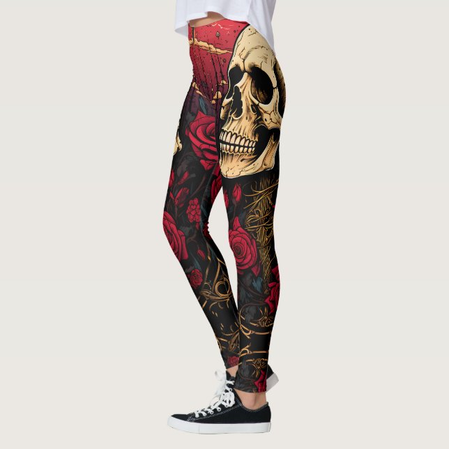 Schädel unter den Rose Leggings - Cool (Links)