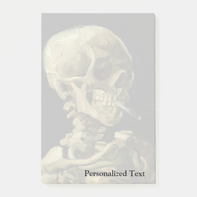 Schädel Van Gogh | mit brennender Zigarette | 1886 Post-it Klebezettel (Vorderseite)