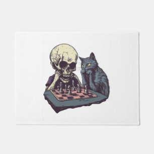 Schädel vs Katze � Lustige Schachpartie Fußmatte