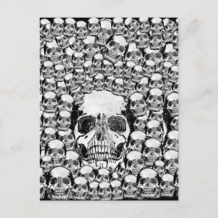 SCHÄDEL WAND TOD TOT SKELETT SCHWARZ WEISS POSTKARTE