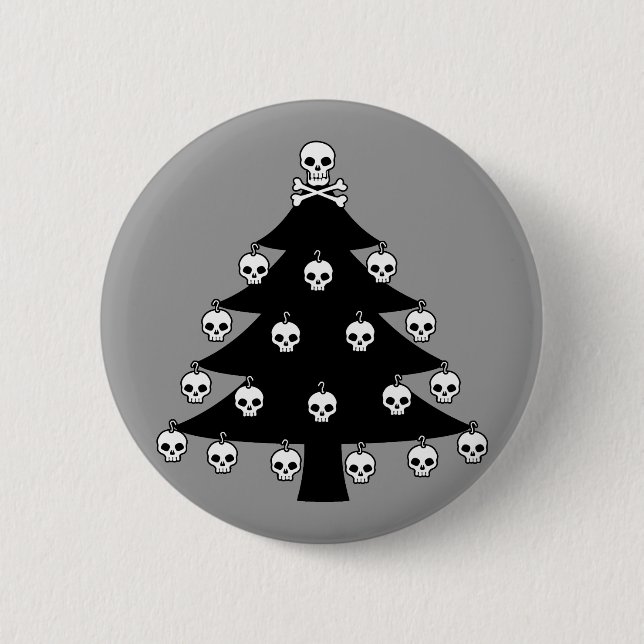 Schädel-Weihnachtsbaum Button (Vorderseite)