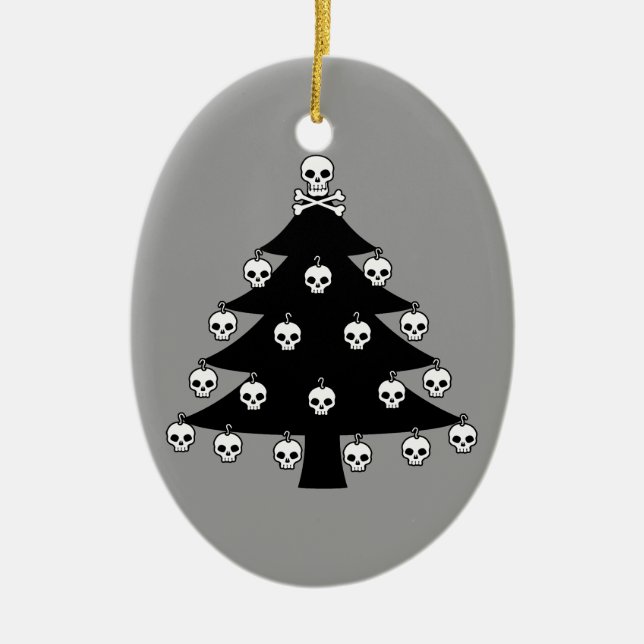 Schädel-Weihnachtsbaum Keramik Ornament (Vorne)