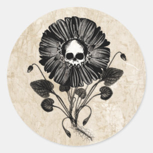 SchädelBlume Runder Aufkleber