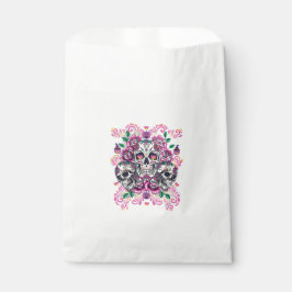 Schädelblume, Skelett Aquarellfarbe Rosa, Hallowee Geschenktütchen