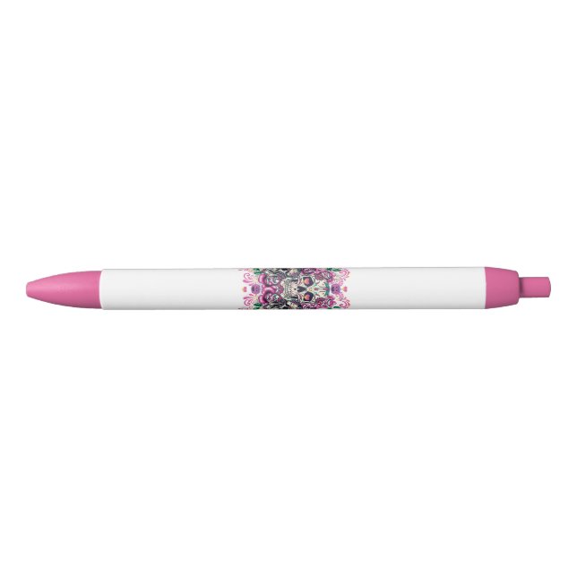 Schädelblume, Skelett Aquarellfarbe Rosa, Hallowee Kugelschreiber (Vorderseite)