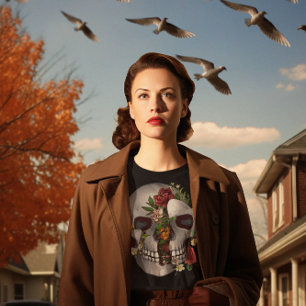 Schädelbrand mit Blume T-Shirt