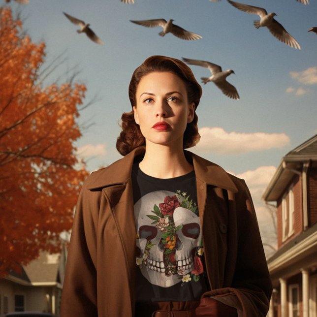 Schädelbrand mit Blume T-Shirt (Von Creator hochgeladen)