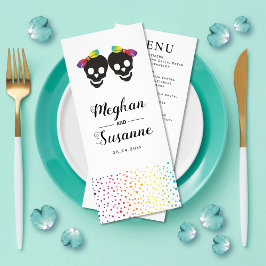 Schädelbräute, regenbogenlesbische Hochzeitskarte Werbekarte