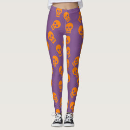 Schädelconfetti-Gamaschen orange/lila Leggings