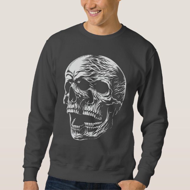 Schädelcreme - Dunkelgotischer Schädel Sweatshirt (Vorderseite)
