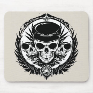 Schädeldesign mit Flügeln und Symbolen Mousepad