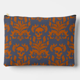 Schädelflammdamaske in Orange auf blau grau Zubehörtasche