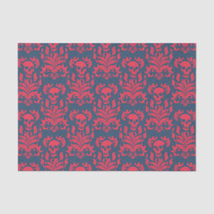 Schädelflammdamaske in rot auf blau seidenpapier