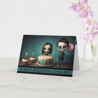 Schädelfreunde Geburtstagskarte Kuchen Ballons Kuc