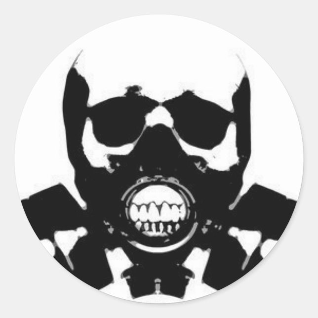 Schädelgasmaske-Knochen Runder Aufkleber (Vorderseite)