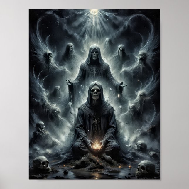 Schädelgeister beten für Beute Poster (Vorne)