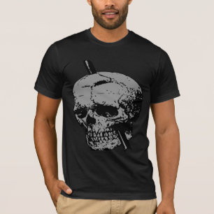 Schädelillustration mit Stopfeisen-Vektor grau T-Shirt
