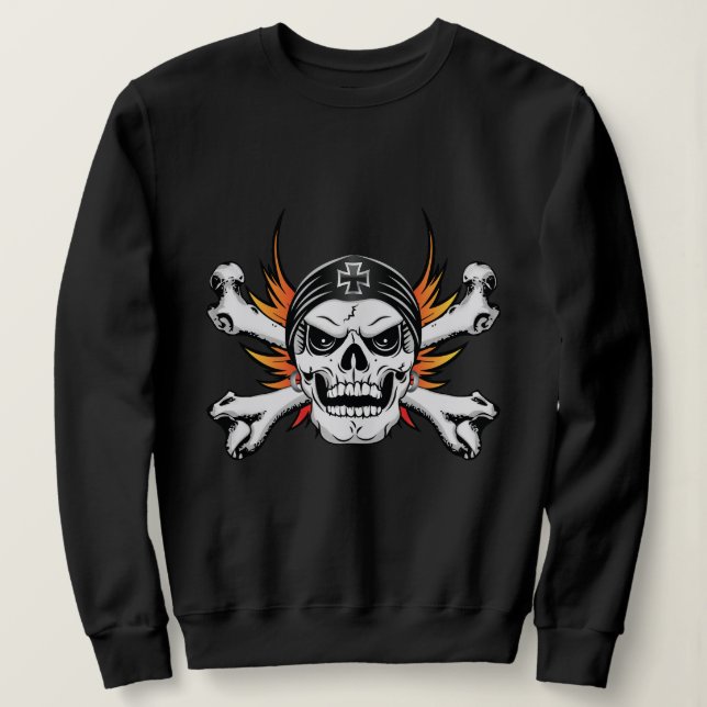 Schädelknochen mit flammenden Flügeln Sweatshirt (Design vorne)