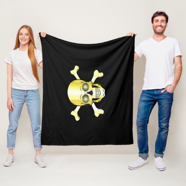 Schädelknochen/Piratenflagge/Pirate/Gold/Schwarz Fleecedecke (Beispiel)