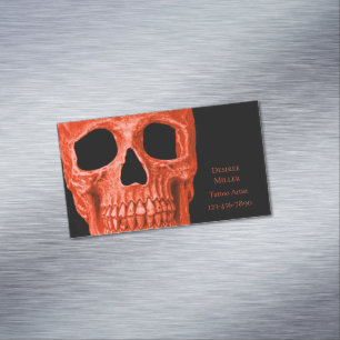 Schädelkopf Gothic Neon Orange Schwarzes Tattoo-St Magnetische Visitenkarte