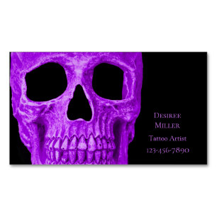 Schädelkopf Gothic Neon Violett Schwarz Tattoo Sho Magnetische Visitenkarte