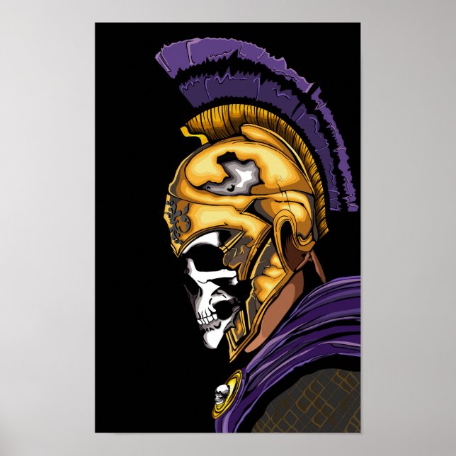 Schädelkrieger mit Schwarz Poster (Vorne)