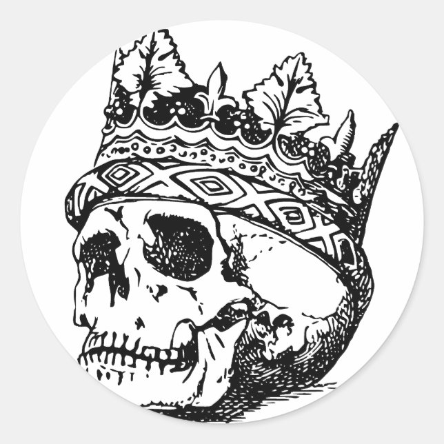 Schädelkrone, König, Hamlet Runder Aufkleber (Vorderseite)