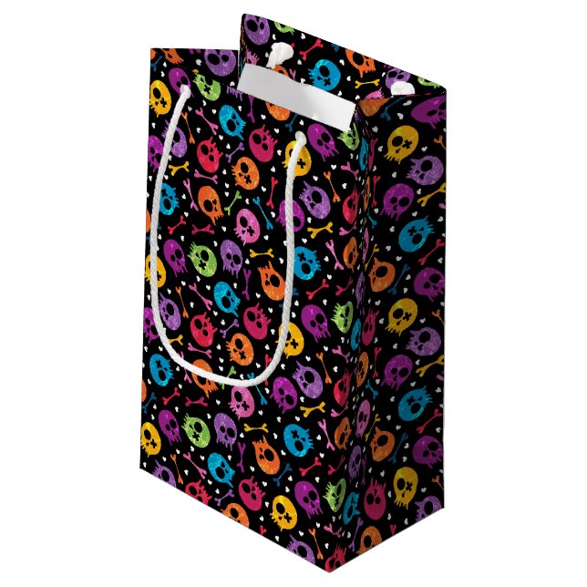 Schädelmuster 2 kleine geschenktüte (Rückseite Schrägansicht)