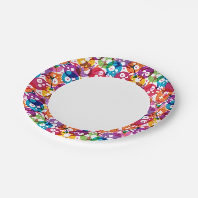 Schädelmuster 3 pappteller (Schrägansicht)