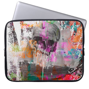 Schädelmuster farbige Effekte Laptopschutzhülle