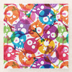 Schädelmuster Glasuntersetzer