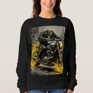 Schädelreiter auf flammendem Fahrrad Sweatshirt