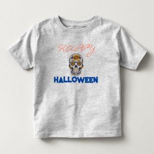 Schädeltag des glücklichen Halloween Orange Niedli Kleinkind T-shirt