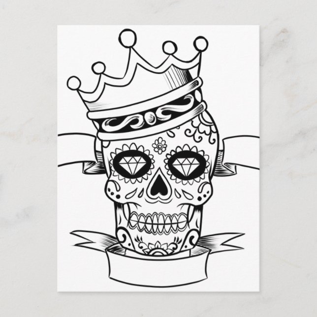 Schädeltag des Toten Tattoo-Kronenzuckers Postkarte (Vorderseite)