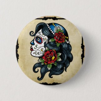 Schädeltätowierungsmädchen Button