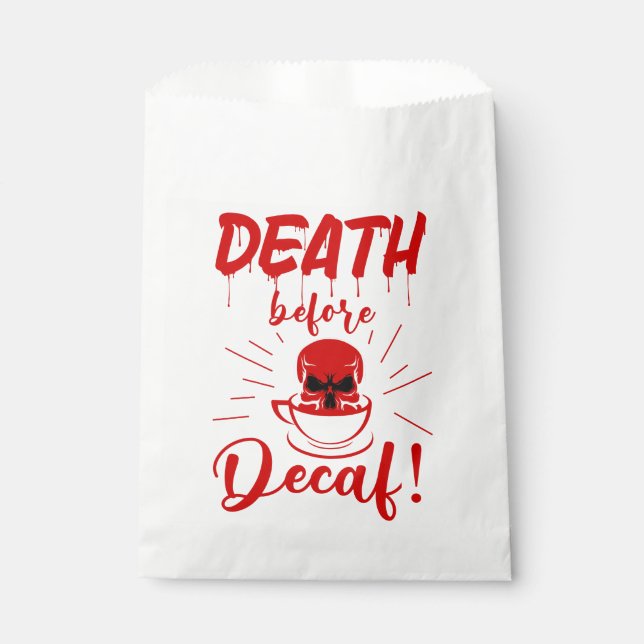 Schädeltod vor Zehnkampf-Skelettkaffee rot Geschenktütchen (Vorderseite)
