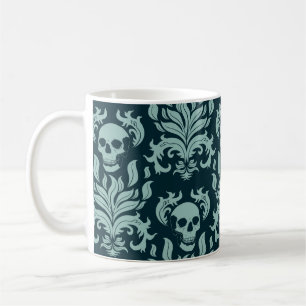 Schädelverdampfer in Minzgrün auf tiefblau Kaffeetasse