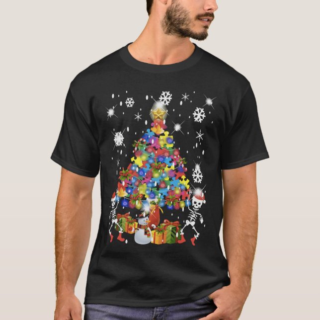 Schädelweihnachtsgeschenk für Autismus T-Shirt (Vorderseite)