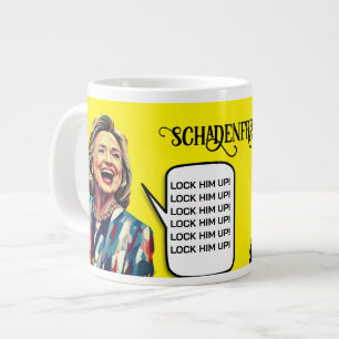 Schadenfreude Hillary sagt, sperrt Trump auf Jumbo-Tasse